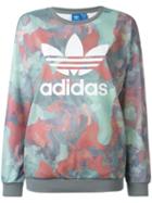 Adidas Originals Printed Sweatshirt, Women's, Size: 40, Green, Polyester