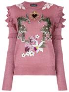 Dolce & Gabbana Floral Leopard Jumper - Pink & Purple