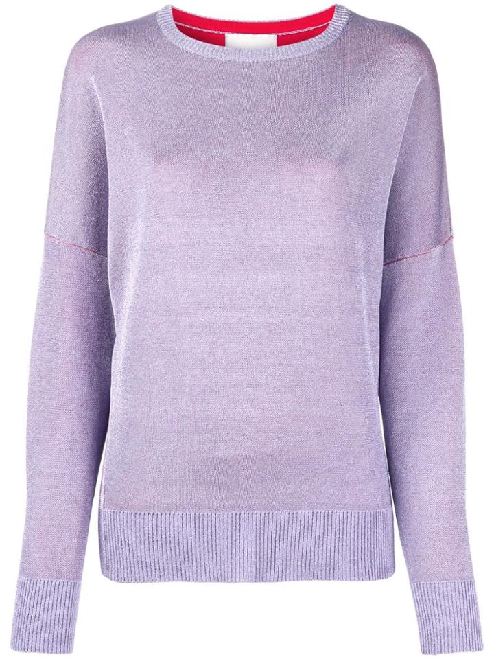 Laneus Oversized Crew Neck Sweater - Pink & Purple