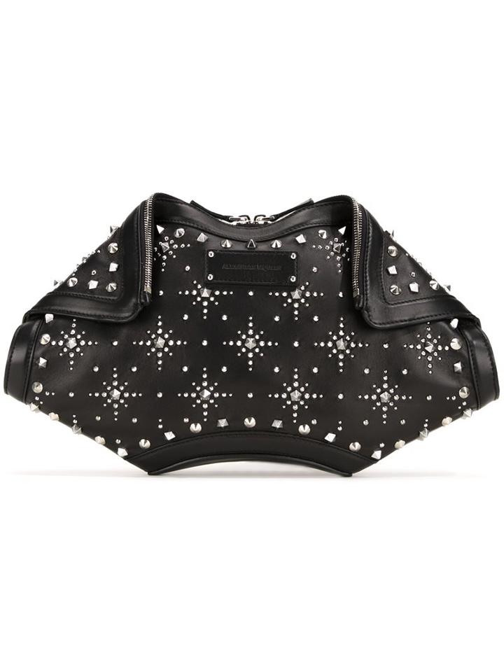 Alexander Mcqueen 'de Manta' Clutch, Women's, Black, Lamb Skin