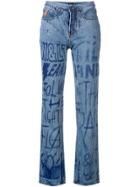 Walter Van Beirendonck Pre-owned Ink Writing Jeans - Blue