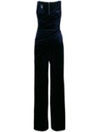 Talbot Runhof Ruched Sleeveless Jumpsuit - Blue