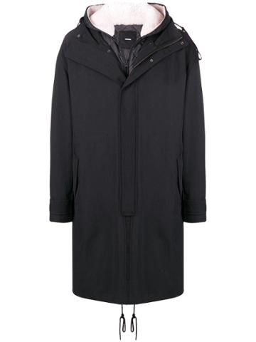 Nona9n Layered Duffle Coat - Black