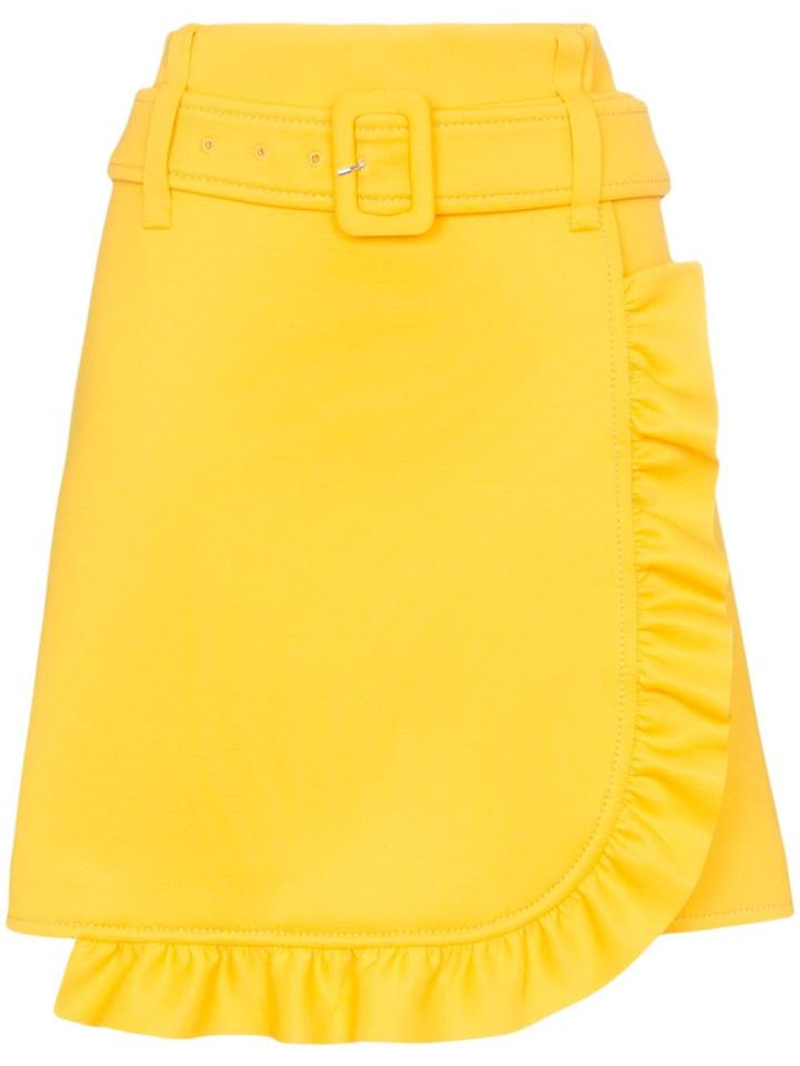 Prada Belted Ruffle Detail Skirt - Yellow