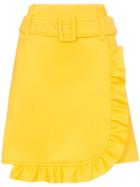 Prada Belted Ruffle Detail Skirt - Yellow