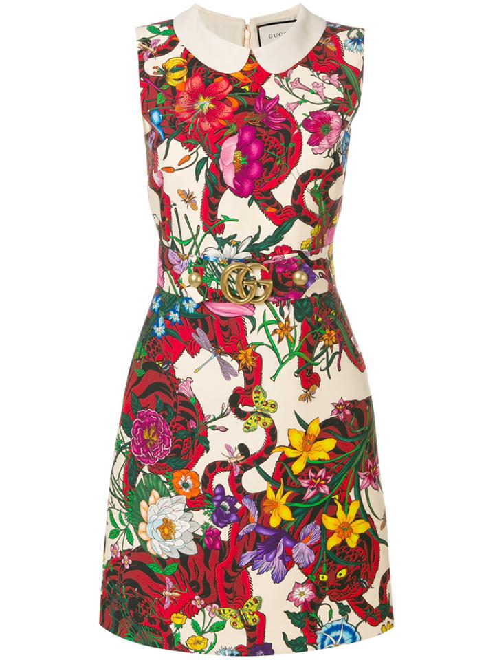 Gucci Flora Snake Printed Dress - Multicolour