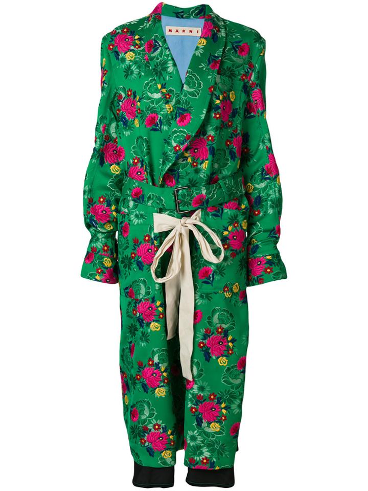 Marni Floral Ptrint Coat - Green