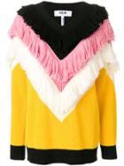 Msgm Tiered Fringe V-neck Jumper - Yellow & Orange