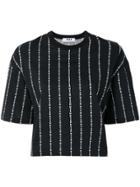 Msgm Brand Stripe Cropped T-shirt - Black