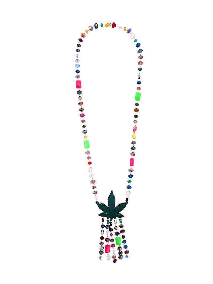 P.a.r.o.s.h. Marijuana Beaded Necklace - Multicolour