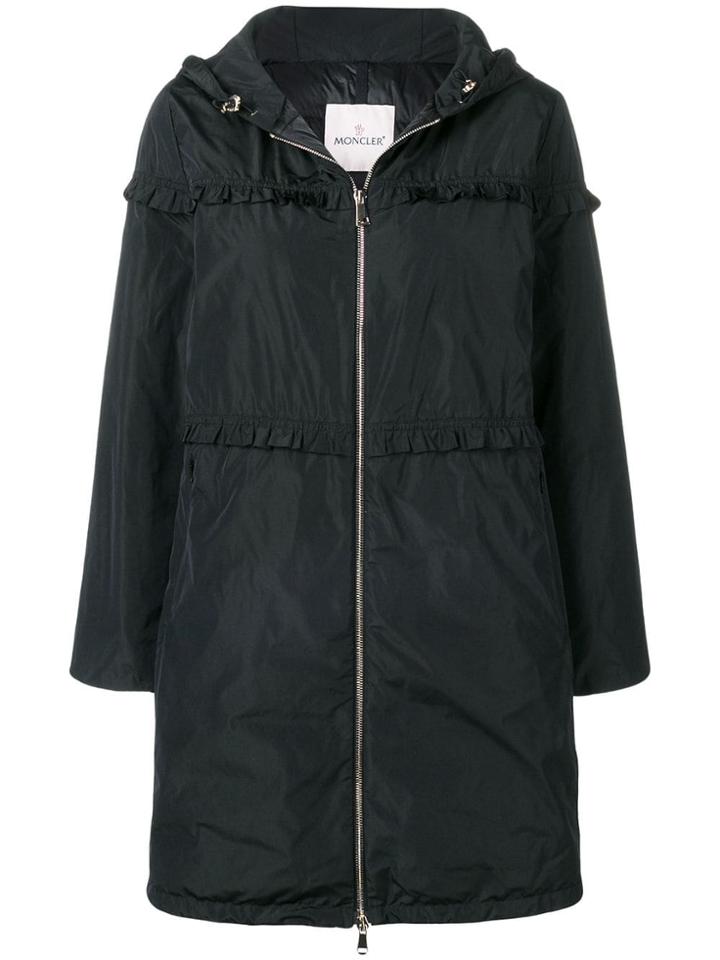 Moncler Ruffle Trim Padded Coat - Black