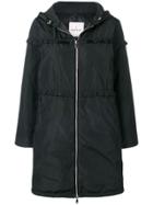 Moncler Ruffle Trim Padded Coat - Black
