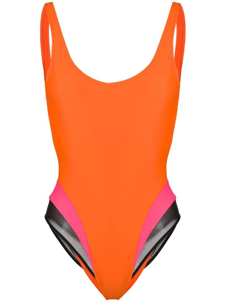 Heron Preston Sheer Panel Swimsuit - Orange