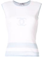 Chanel Pre-owned Intarsia Cc Logo Tank Top - White