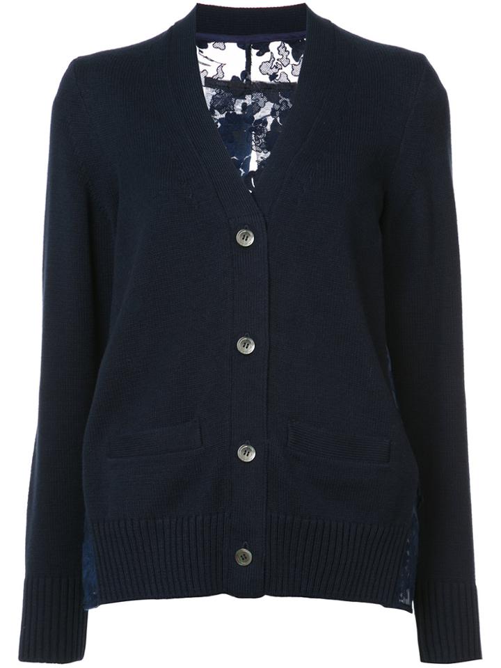 Sacai Floral Lace Cardigan - Blue