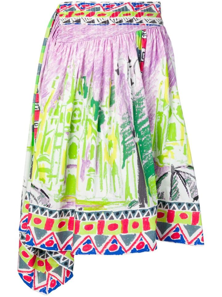 Prada Printed Asymmetric Skirt - Green