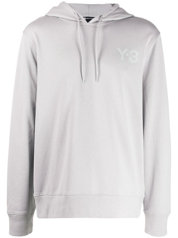 Y-3 Logo Drawstring Hoodie - Grey