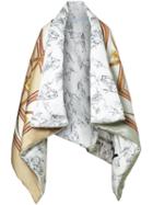 Burberry Unicorn Sketch Print Silk Satin Oversized Puffer Cape -