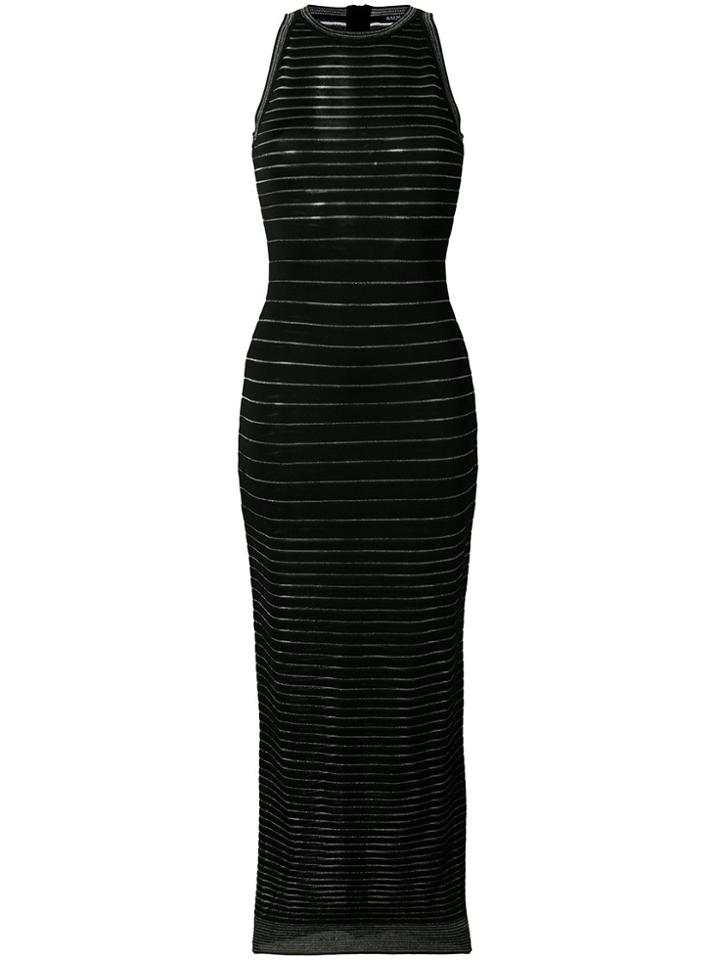 Balmain Long Striped Dress - Black