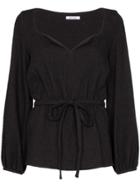 Deitas Liz Belted Blouson Sleeve Blouse - Black