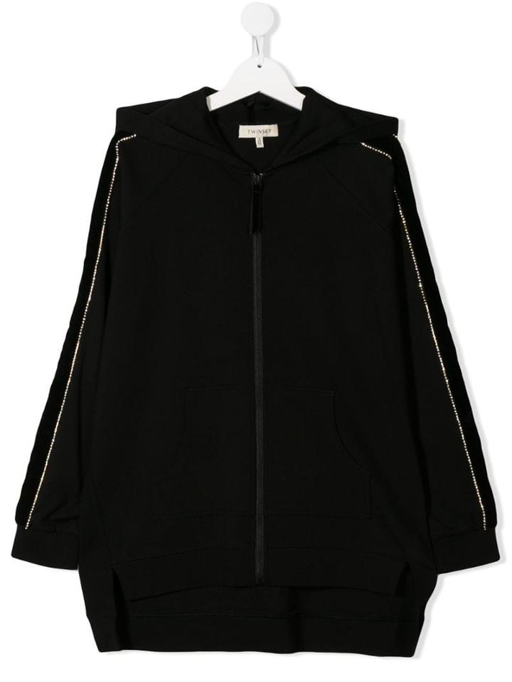 Twin-set Teen Jewel Detail Hoodie - Black