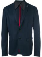 Msgm Two Button Blazer, Men's, Size: 48, Blue, Cotton/polyamide/virgin Wool