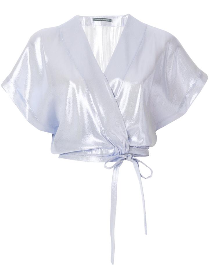 Alberta Ferretti Sheer Cropped Blouse - Blue