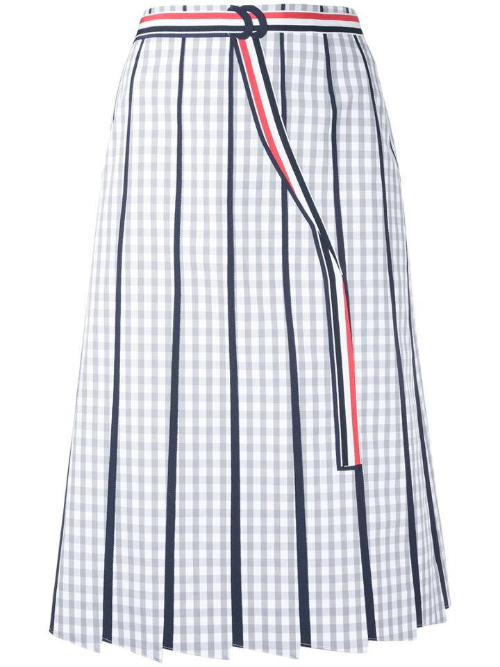 Thom Browne Striped Skirt, Women's, Size: 38, Grey, Cotton