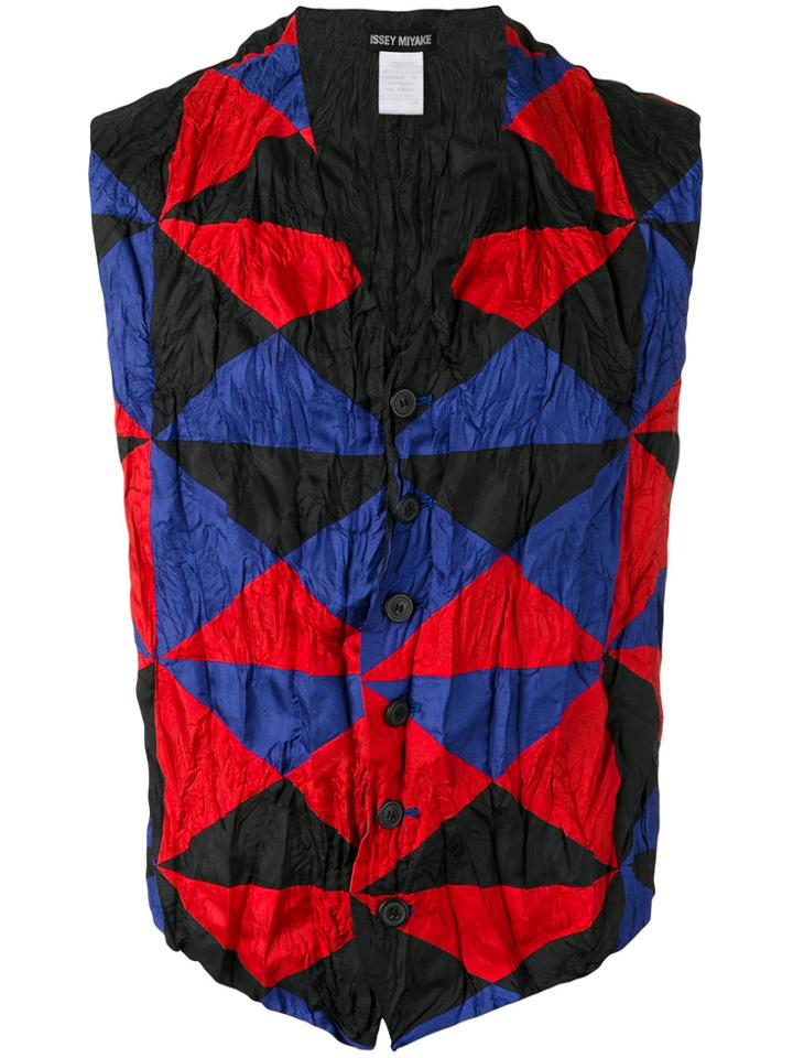 Issey Miyake Vintage Triangle Check Print Waistcoat - Multicolour