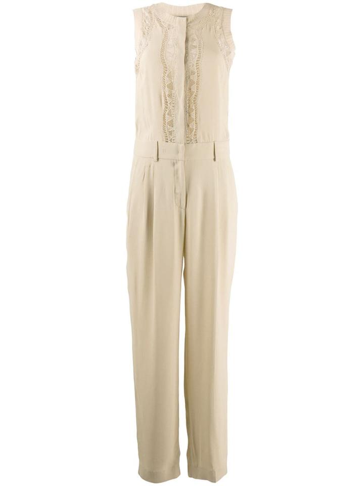 Alberta Ferretti Lace Trim Jumpsuit - Neutrals