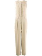 Alberta Ferretti Lace Trim Jumpsuit - Neutrals