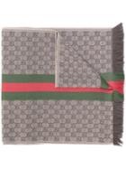 Gucci - Gg Jacquard Knit Scarf With Web And Fringe - Men - Silk/wool - One Size, Brown, Silk/wool
