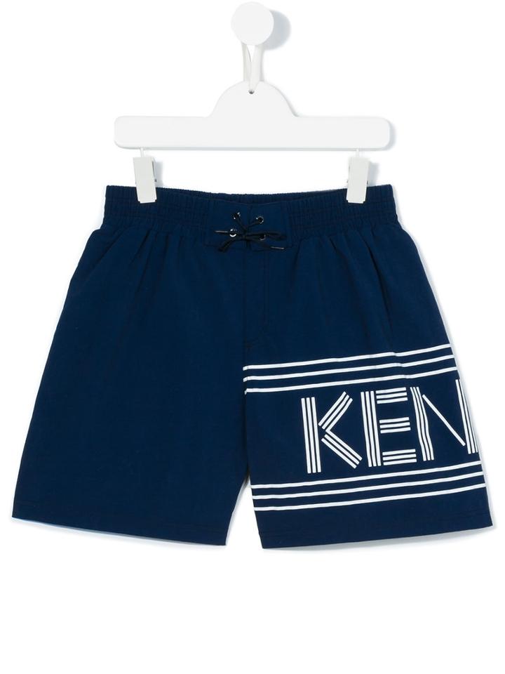 Kenzo Kids - Logo Print Swim Shorts - Kids - Polyamide-8 - 14 Yrs, Boy's, Blue