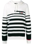 Karl Lagerfeld Striped Knitted Logo Hoodie - White