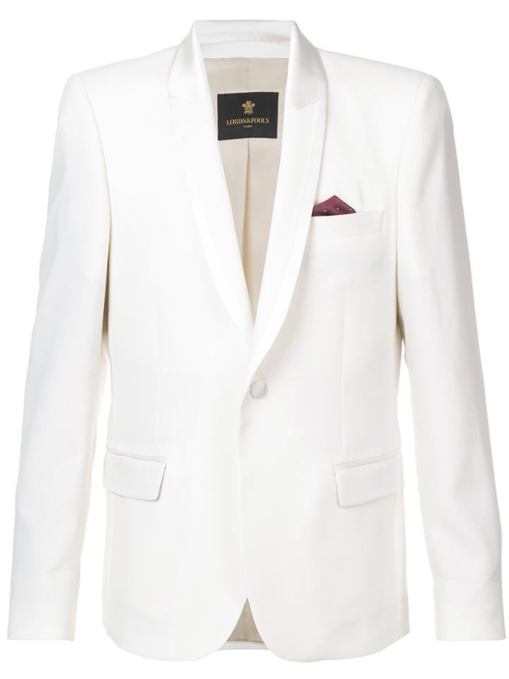 Lords And Fools Handkerchief One Button Blazer - White