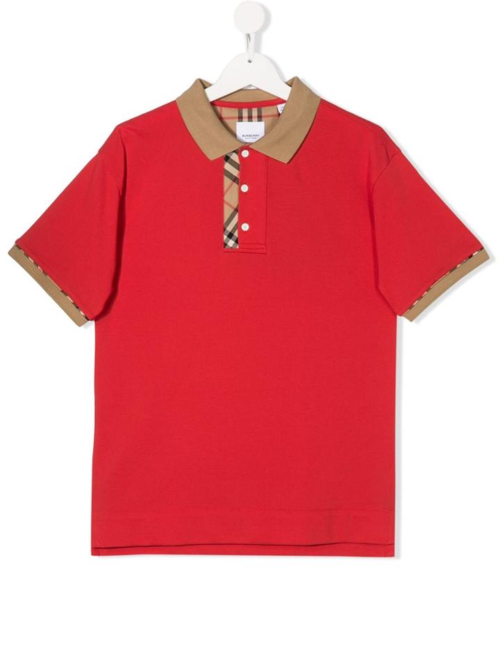Burberry Kids Teen Archie Checked Polo Shirt - Red