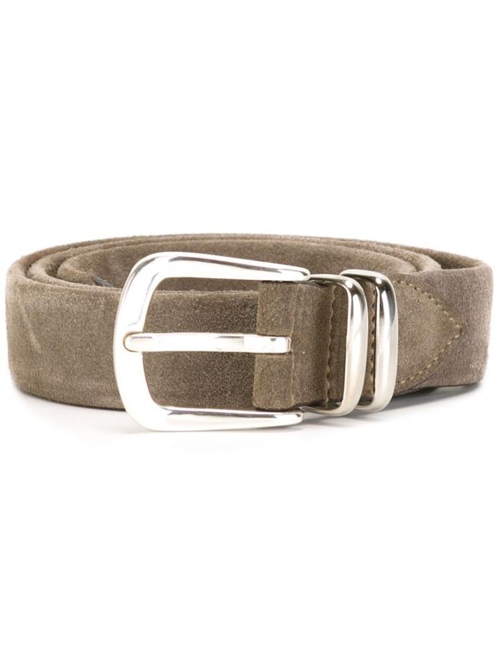 Eleventy Buckled Belt, Men's, Size: 100, Grey, Suede