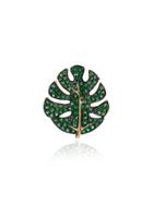 Yvonne Léon Gold Palm Tree Leaf Earring - Green