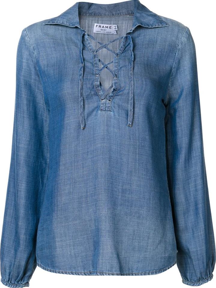 Frame Denim Denim Blouse, Women's, Size: Large, Blue, Lyocell