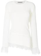 Ermanno Scervino Lace Trim Flared Cuff Sweater - White