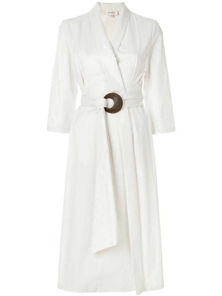 Isa Arfen Wrap-around Belted Dress - White