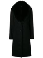 Blumarine Fur-trimmed Coat - Black