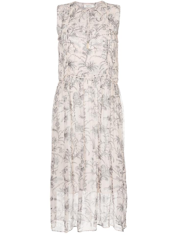 Magali Pascal Floral Flared Midi Dress - Nude & Neutrals