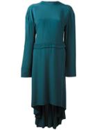 Cédric Charlier Cascading Tail Shift Dress, Size: 40, Green, Acetate/silk