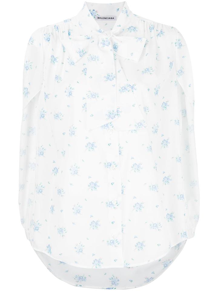 Balenciaga Floral Short Sleeved Shirt - White