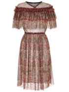 À La Garçonne Sheer Floral Dress - Red