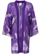 Forte Forte Leaf Print Kimono - Pink & Purple