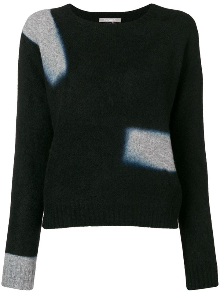 Suzusan Contrast Knit Jumper - Black