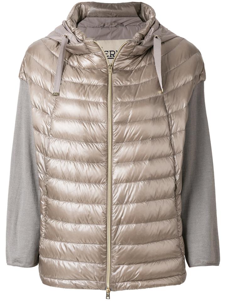 Herno Padded Contrast Sleeve Jacket - Nude & Neutrals