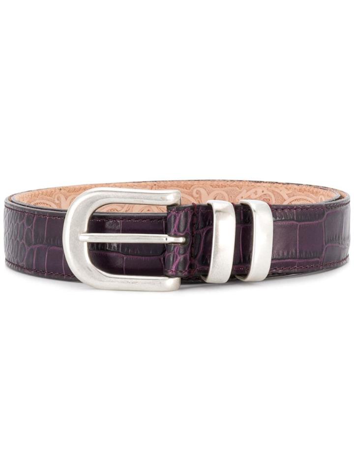 Etro Embossed Crocodile Effect Belt - Purple